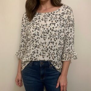 NWOT Loft 3/4  Sleeve Animal Print Top Sz Large
